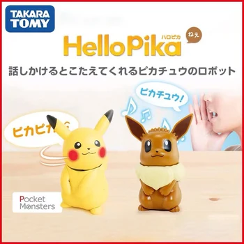Original TAKARA TOMY Pokémon Hello Pika Hello Pocha Vui Interaktyvūs žaislai Kišeniniai monstrai Eevee Pikachu vaikų kalėdinė dovana - Nuotrauka 2  