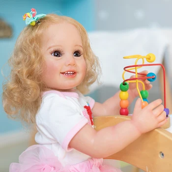55CM Lifelike Full Body Soft Silicone Reborn Baby Girl Cammi Smile Doll Aukštos kokybės rankų darbo lėlių dovanos vaikams - Nuotrauka 1  