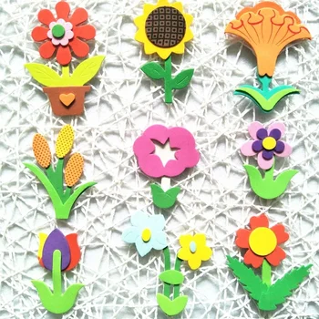 Putų gėlių rinkinys Veltinis EVA sienų lipdukai Tulpės Saulės gėlė Šypsena Veidas Darželio mokyklos žaislų klasė Vaikai Rankų darbo 