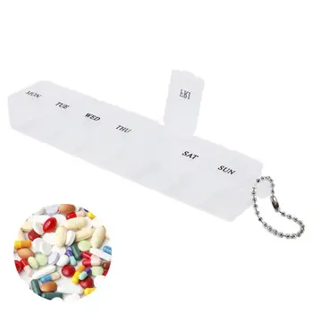 Plastikinė tablečių dėžutė Nešiojama išskirtinė trijų spalvų plastikinė 7 mažų tablečių vaistų laikymo dėžutė Vaistų atskyrimo tablečių dėklas - Nuotrauka 2  
