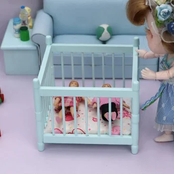 1:12 Lėlių namelis Miniatiūriniai priedai Mini medinė lovelė Lopšys Kūdikio lovos modelis Lėlių namai Baldų aksesuarai - Nuotrauka 2  