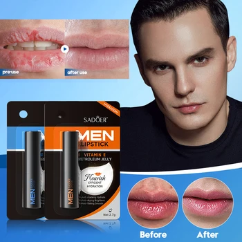 Vyrų lūpų balzamas Drėkinamasis drėkinimas Išblukusios lūpų linijos Apsauga nuo įtrūkimų Pašalinkite negyvą odą Gaivinanti ir neriebi Išskirtinė lūpų priežiūra - Nuotrauka 1  