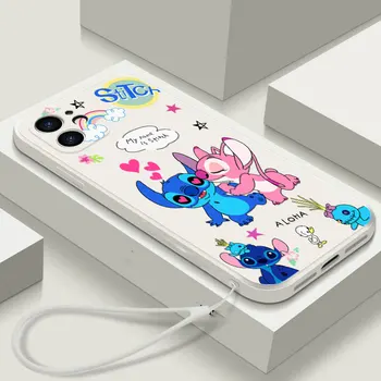 Cartoon Blue Stitch Angel mielas dėklas, skirtas iPhone 14 15 Pro Max 14 Plus 7 6 8 Plus XS Max XR X SE Love Hear TPU telefono dangtelis - Nuotrauka 2  