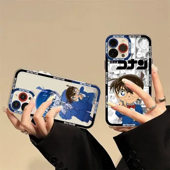 Detektyvo Conano anime telefono dėklas, skirtas iPhone 14 13 12 11 Pro Max Mini X Xs XR 6 7 8 Plus SE 2020 skaidrus dėklas - Nuotrauka 1  