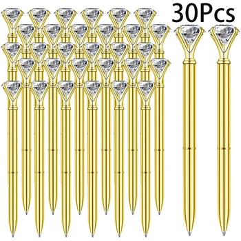 30Pcs Diamond Pens Crystal Diamond Tušinukas Išgalvoti mieli rašikliai moterims Bling Metal Tušinukas su juodu rašalu - Nuotrauka 1  