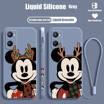 NEW Christmas Mickey Mouse For OPPO A98 A96 A94 A93 A77S A76 A74 A73 A72 A57E S A56S Liquid Left Rope silikoninis telefono dėklas - Nuotrauka 1  