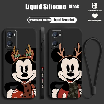 NEW Christmas Mickey Mouse For OPPO A98 A96 A94 A93 A77S A76 A74 A73 A72 A57E S A56S Liquid Left Rope silikoninis telefono dėklas - Nuotrauka 2  