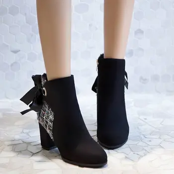Cresfimix Botas Femininas Women Fashion Sweet High Quality Black Side Zipper Boots for Autumn Lady Classic Beige Shoes A644 - Nuotrauka 1  