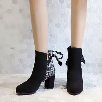 Cresfimix Botas Femininas Women Fashion Sweet High Quality Black Side Zipper Boots for Autumn Lady Classic Beige Shoes A644 - Nuotrauka 2  