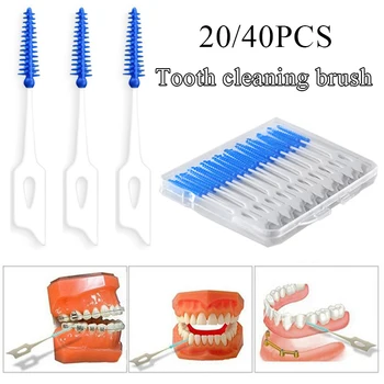 Naujas tarpdančių šepetėlis 20/40 vienetų silikoniniai dantų krapštukai Vienkartinis dantų valymo įrankis Dantų produktai kasdieniam naudojimui - Nuotrauka 1  