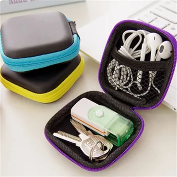 Nešiojamos užtrauktuku užtraukiamos ausinės Dėžutė Laikymo krepšys Ausinių dėklai į ausis EVA kvadratinių ausinių ausinės Ausinės Nešiojimo maišeliai Mini - Nuotrauka 2  