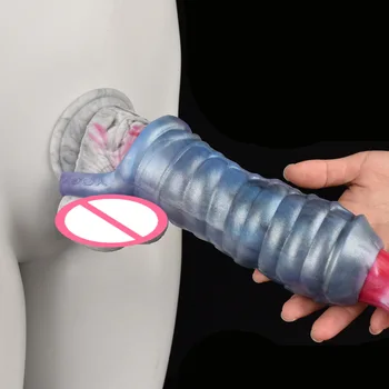 Spalvingas tuščiaviduris varpos rankovės masturbatoriaus sekso žaislas su srieginiu prailginimu ir gaidžio žiedu - Nuotrauka 1  