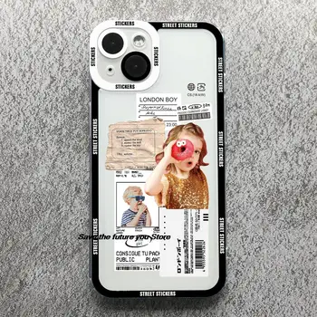 Pora retro etiketės populiarus brūkšninio kodo telefono dėklas, skirtas iPhone 15 14 13 12 11 Pro Max XSMAX X XR 14 15 Plus Clear Lens apsaugos nuo kritimo dėklas - Nuotrauka 2  
