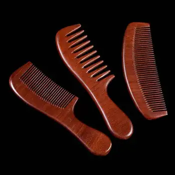 rankų darbo medinės šukos natūralus sandalmedis platus smulkus dantis Plaukų ir barzdos šukos Antistatinis be užkliuvimo galvos šepetys - Nuotrauka 1  