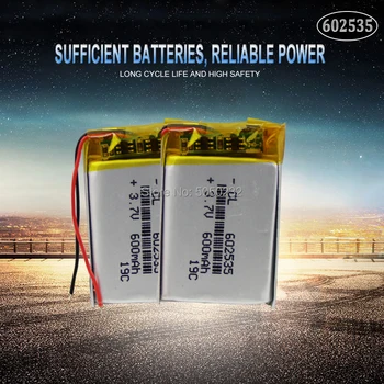2pc 100% originali ličio polimerų įkraunama baterija 3.7V 600mAh 602535 Lipo elementai Automobilio DVR Tachografas Bluetooth - Nuotrauka 1  