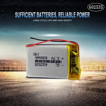 2pc 100% originali ličio polimerų įkraunama baterija 3.7V 600mAh 602535 Lipo elementai Automobilio DVR Tachografas Bluetooth - Nuotrauka 2  