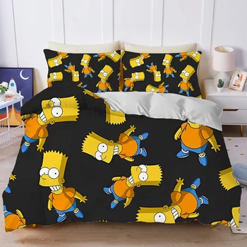 The Simpsons patalynės komplektas Antklodės užvalkalas Pagalvės užvalkalas Daiktas Rankos Lova Spead miegamojo antklodės Užvalkalas Patalynė Kostiumas Vaiko gimtadienio dovanos - Nuotrauka 1  