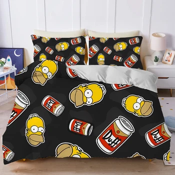 The Simpsons patalynės komplektas Antklodės užvalkalas Pagalvės užvalkalas Daiktas Rankos Lova Spead miegamojo antklodės Užvalkalas Patalynė Kostiumas Vaiko gimtadienio dovanos - Nuotrauka 2  