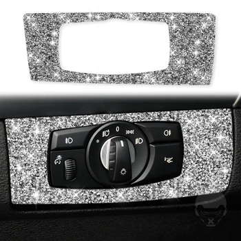 Priekinių žibintų jungiklio skydelio dekoravimo dangtelio apdailos lipdukas BMW E70 E71 X5 X6 2008-2013 Automobilio vidiniai priedai Krištoliniai deimantai - Nuotrauka 1  