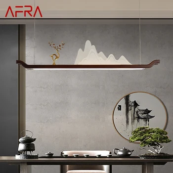 AFRA kinų stiliaus LED pakabuko šviesa Kūrybinis stačiakampis kalvos raštas Zen pakabinamas šviestuvas namų arbatinės valgomajam - Nuotrauka 1  