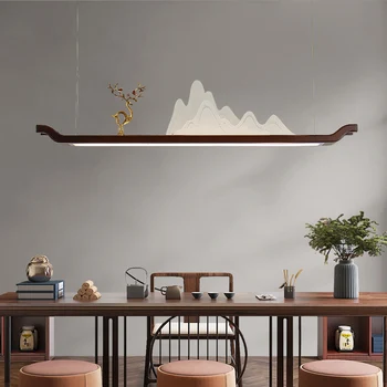 AFRA kinų stiliaus LED pakabuko šviesa Kūrybinis stačiakampis kalvos raštas Zen pakabinamas šviestuvas namų arbatinės valgomajam - Nuotrauka 2  