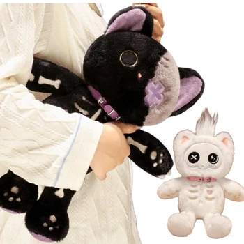 Kawaii 39cm Dark Serie Black Devil Skeleton Cat Plush Toy Creative Stuffed Animal Decor Super Soft Girls Boys Gimtadienio dovana - Nuotrauka 1  