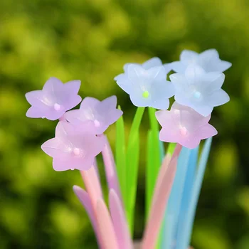 20Pcs/Lot Cute Soft Silicone Flower Color Change Gel Rašikliai 0.5mm Juodas rašalas Neutralus rašiklis Vaikai Mokykliniai reikmenys Biuro reikmenys - Nuotrauka 1  