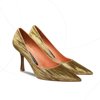 Seksualūs aukštakulniai Batai Moteriški smailūs kojų batai 2024 m. vasara Madinga suknelė Elegantiški batai Zomšos negilūs sandalai Siurbliai Mujer Zapatos - Nuotrauka 2  