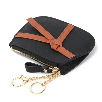 New Fashion Versatile Personalized Trend Mini Lightweight Genuine Leather Zero Wallet Women's Fashion Contrast Color Keychain - Nuotrauka 2  