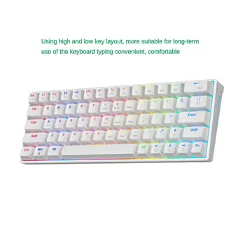 68 Klavišai Mechaninė žaidimų klaviatūra 65% Mini laidinė mechaninio žaidėjo klaviatūra RGB foninis apšvietimas Kompiuteriui Office žaidimų priedai - Nuotrauka 2  
