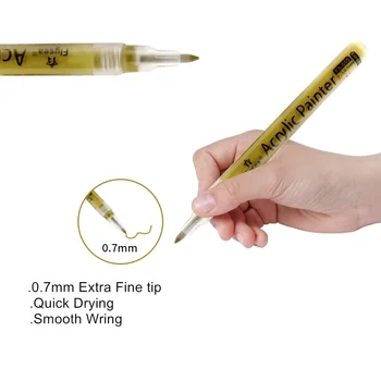 Akriliniai dažų rašikliai - aukso, sidabro ir rožinio aukso dažų rašikliai, metaliniai žymeklių rašikliai, vandens pagrindo metalinių dažų rašiklių rinkinys - Nuotrauka 2  