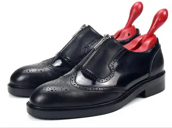 Didmeninė prekyba rankų darbo raižyti vyriški batai Natūrali oda Aukštos kokybės juodi vyriški batai Madingi laisvalaikio batai - Nuotrauka 1  