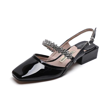 2023 Vasariniai batai Moteriškos basutės Mados prekės ženklas Ladies Mary Janes Batai plius dydis 42 Juoda Raudona Žemi kulniukai 3cm A4573 - Nuotrauka 1  