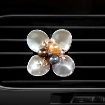 Car Air Outlet kvepalų klipas Perl Inset Diamond Creative Small Daisies Flower Car Air Conditioning Aroma Decoration Clip - Nuotrauka 2  