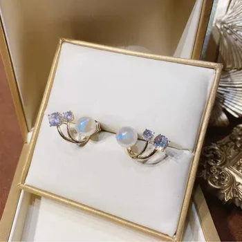 Korėjietiški vintažiniai perlų krištolo imitacijos auskarai moteriškiems papuošalams Aukštos klasės prabangūs apvalūs cirkoniniai auskarai Elegantiški papuošalai - Nuotrauka 2  