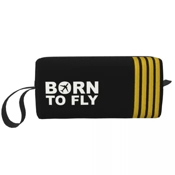 Born To Fly Captain Stripes Tualeto reikmenų krepšys pilotui Oro naikintuvo makiažo kosmetikos organizatorius Ladies Beauty Storage Dopp rinkinio dėklas - Nuotrauka 1  