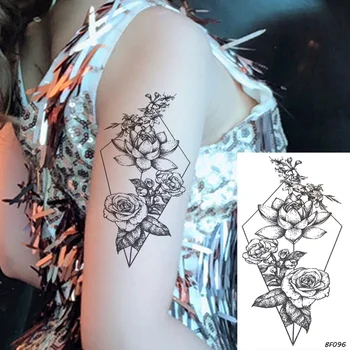 Laikini tatuiruotės lipdukai Moterys Maža gėlių ranka Menas Netikras Tatoos Kūno kaklas Lotosas Neperšlampamas Tatoos Merginos Krūtinė Self Ahesive Pasidaryk pats - Nuotrauka 1  