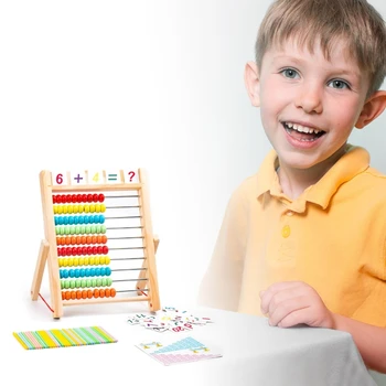 Matematikos manipuliatorius vaikams Medinis abakas su 100 skaičiavimo karoliukų ankstyvajam mokymuisi - Nuotrauka 2  