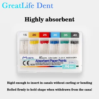 GreatLife Dent 10packs/lot Tips Taper 0.2/0.4/0.6 Dydis 15/20/25/30/35/40 Dantų šaknų endodontija Drėgmę sugeriantys popieriaus taškai - Nuotrauka 1  