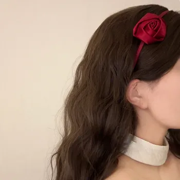 Nauja didelė raudonų rožių plaukų juosta moterims Seksuali karšta romantiška gėlė Vestuvinės Plaukų aksesuarai Pasiūlymas Rekvizitai Gimtadienio dovanos - Nuotrauka 1  