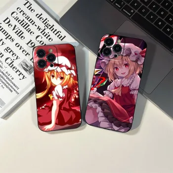 Anime Touhou projekto telefono dėklas, skirtas IPhone 15 14 11 12 Pro 8 7 Plus X 13 Pro MAX XR XS MINI SE 2020 Juodi viršeliai - Nuotrauka 1  
