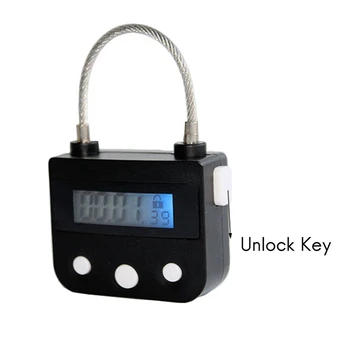 2X Metal Timer Lock USB LCD ekranas Metalinis elektroninis įkraunamas laikmatis Daugiafunkcinė spyna Juoda - Nuotrauka 2  