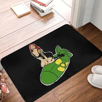 Pin Up Girl Bath Mat Riding A Bomb Doormat Kitchen Carpet Outdoor Rug Home Decor - Nuotrauka 1  