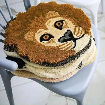 Nauja buitinė kašmyro imitacija Sėdynės pagalvėlė Animacinis filmas Tigras/Liūtas/Panda Formos sutirštintas grindų kilimėlis miegamojo svetainei - Nuotrauka 2  