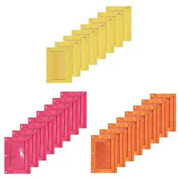 8PCS trijų skylių didelės talpos failų krepšys patvarus rišiklio maišelis su skaidriu langu oranžinis - Nuotrauka 1  