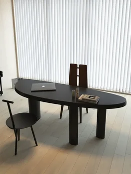 japoniško stiliaus medžio masyvo valgomojo stalas, šiaurietiškas biuro ir konferencijų stalas, minimalistinis kompiuterinis stalas, natūrali mediena - Nuotrauka 2  