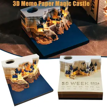 Omoshiroi Magic Castle 3D Notepad 2024 Calendar Memo Design Gift Hary Stationery Note Paper Accessories Novelty Notes Block H1J2 - Nuotrauka 2  