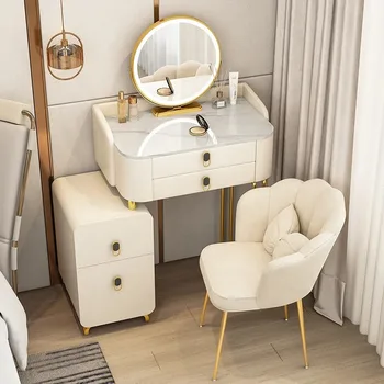europietiškas makiažo stalas auksinės kojos daugiafunkcinis salono tualetinis stalas šviestuvai veidrodis Schminktisch svetainės baldai - Nuotrauka 1  