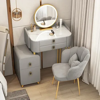 europietiškas makiažo stalas auksinės kojos daugiafunkcinis salono tualetinis stalas šviestuvai veidrodis Schminktisch svetainės baldai - Nuotrauka 2  