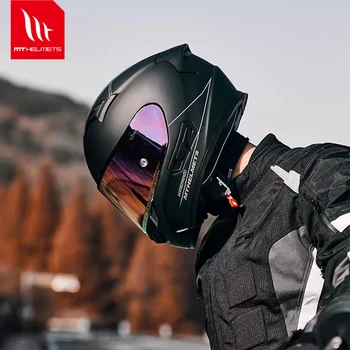 Original MT Helmet KRE Fiber Glass Full Face Helmet Motociklas Šalmas Motociklas Dvigubas objektyvas Four Seasons Vyrai ir Moterys - Nuotrauka 1  